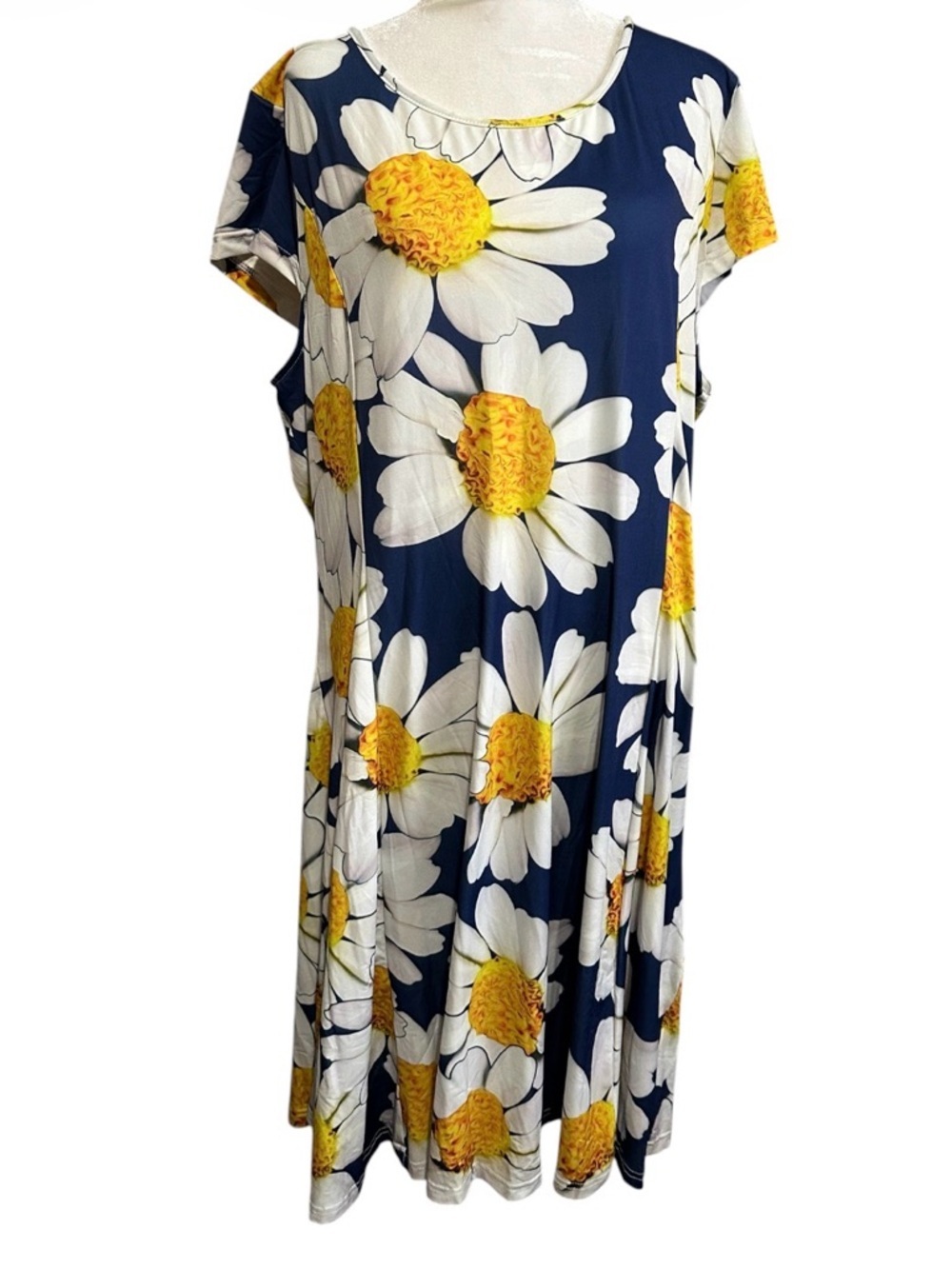 Lily by Firmiana Navy Dress with Large White & Yellow Daisies size 2XL